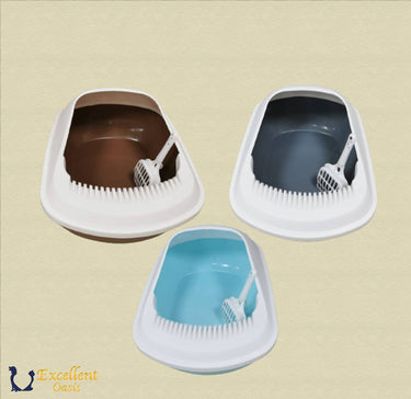 Cat Litter Box Pan with Scoop 50.5 x 38 x 23 - gray